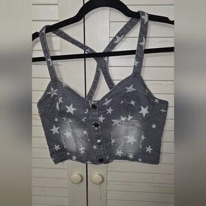 Nollie Charcoal Star Button Crop Top